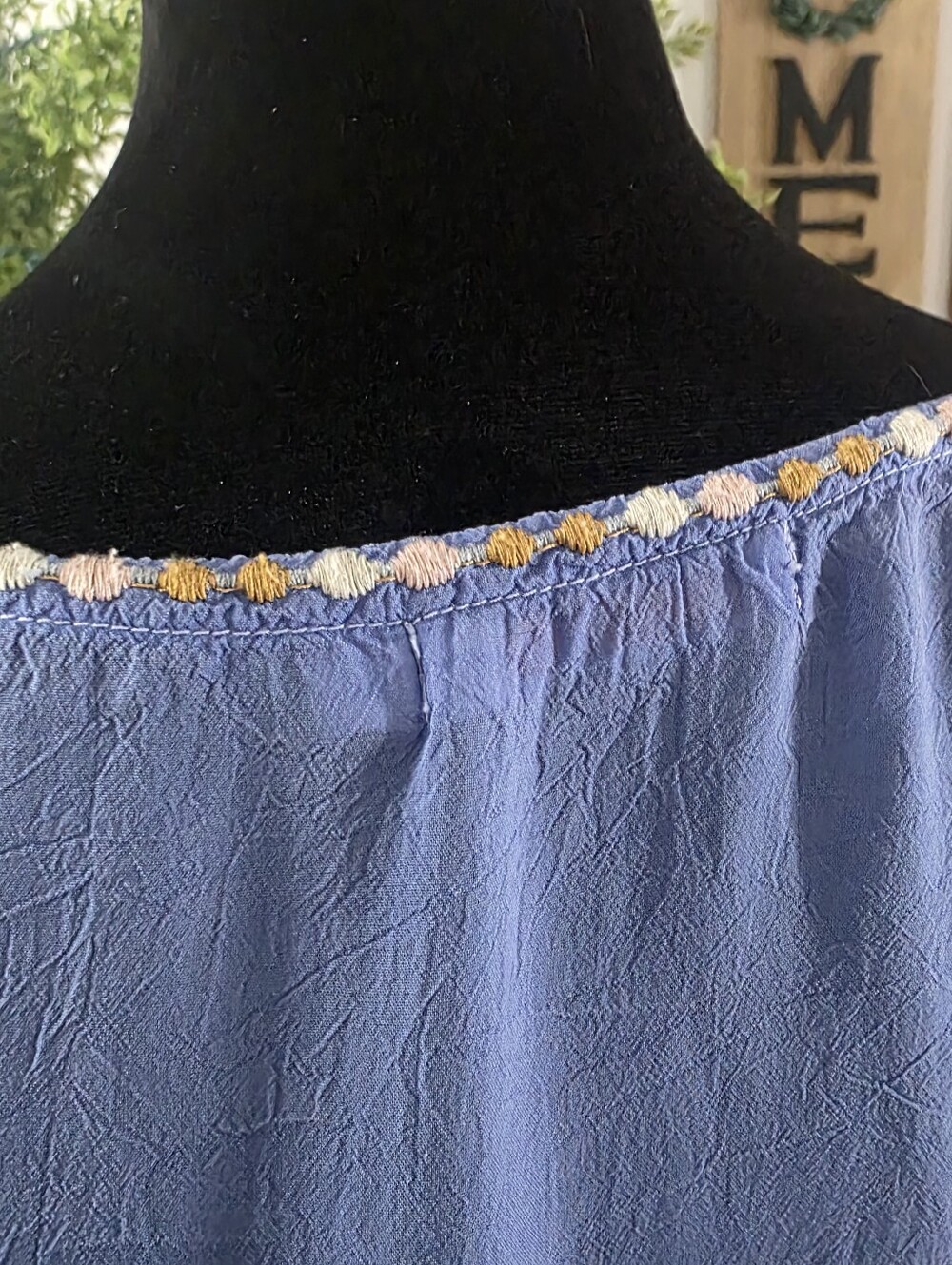 Johnny Was Indina Blouse Small Blue Floral Embroidered Boho Poncho Chic - Picture 10 of 10